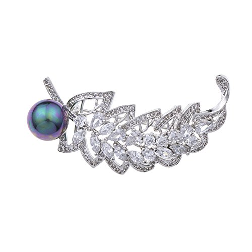 Federform kubische Zirkonia -Perle Brosche Kragen Pin Frauen Corsage Kleidung Accessoires Federform kubische Zirkonia -Perle Brosche Kragen Pin Frauen Corsage Kleidung Accessoires von SNHHNSW