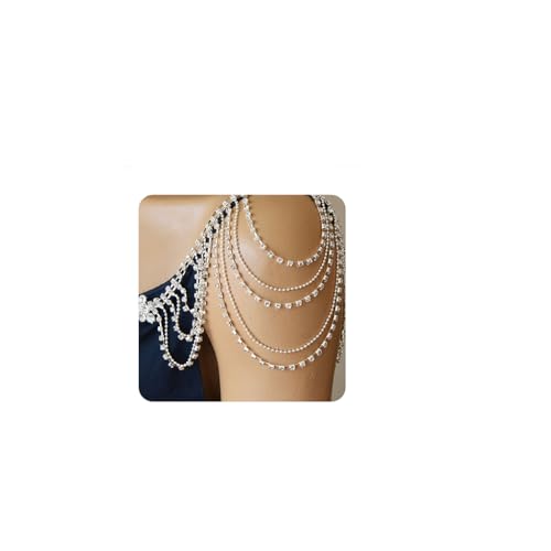 Funkelnde Körperkette Quaste Tassel Strass schulterkette geschichtete Tenniskette Körperkette Accessoires Schmuck Kristall Bikini Kette für Frauen Bräute Prom Kostüm (4) von SNHHNSW