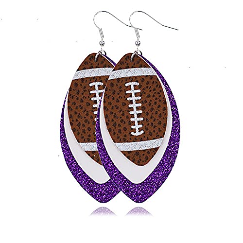 Glitter Faux Leder Fußball Drop Dangle Ohrringe für Frauen Geschenk Accessoires Fußballschmuck für Mütter von SNHHNSW