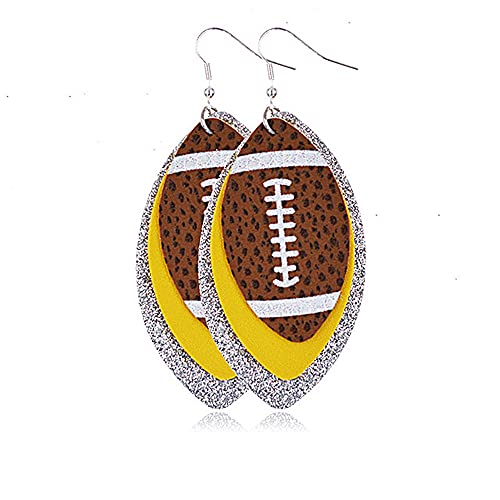 Glitter Faux Leder Fußball Drop Dangle Ohrringe für Frauen Geschenk Accessoires Fußballschmuck für Mütter von SNHHNSW