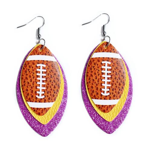 Glitter Faux Leder Fußball Drop Dangle Ohrringe für Frauen Geschenk Accessoires Fußballschmuck für Mütter von SNHHNSW