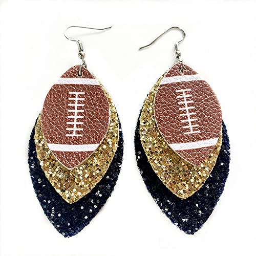 Glitter Faux Leder Fußball Drop Dangle Ohrringe für Frauen Geschenk Accessoires Fußballschmuck für Mütter von SNHHNSW