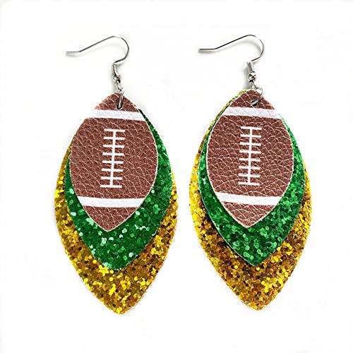 Glitter Faux Leder Fußball Drop Dangle Ohrringe für Frauen Geschenk Accessoires Fußballschmuck für Mütter Glitter Faux Leder Fußball Drop Dangle Ohrringe für Frauen Geschenk Accessoires Fußballschmuck für Mütter von SNHHNSW