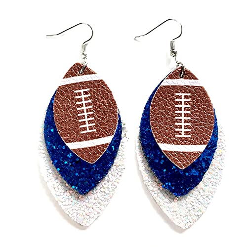 Glitter Faux Leder Fußball Drop Dangle Ohrringe für Frauen Geschenk Accessoires Fußballschmuck für Mütter von SNHHNSW
