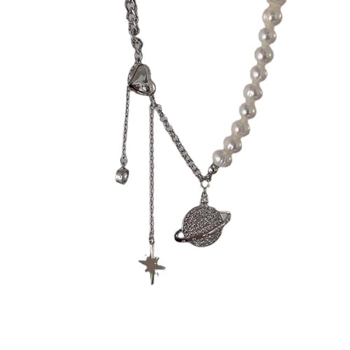 Halsketten Mode Schmuckmärchen Temperament Sternball Strass Anhänger Halskette Perle Nähenkette Schlüsselbein Kette Design Geschenke von SNHHNSW