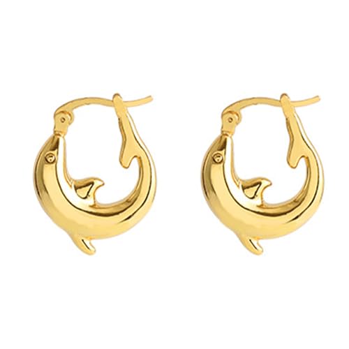 Huggie Dolphin kleine Hoop Ohrringe für Frauen Meerestiere Back Stud Klick Top Hypoallergene Piercing Ohrring Leichtes Hochzeitsmode -Schmuckgeschenke von SNHHNSW