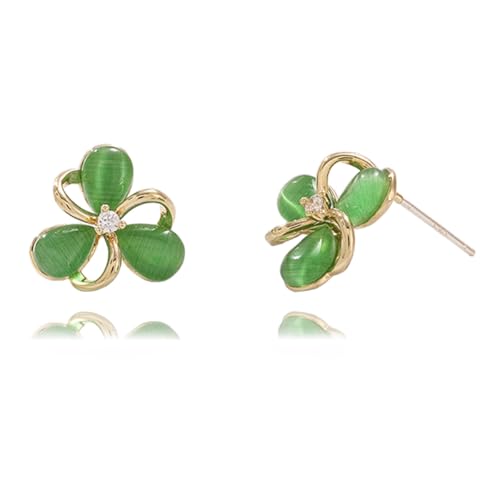 Kleine Kleeblattohrohrringe für Frauen Katze Eye Shamrock Blumenschstene Lucky Opal Blütenblätter Blumenknorpel Tragus Ohrring Chic Schmuck für Mutter Schwester von SNHHNSW