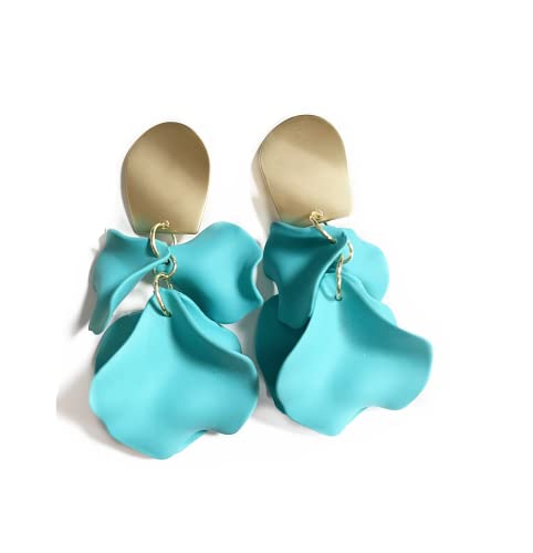 Metall Bunte Acryl Rose Blütenblattohrringe Hangle übertrieben Blumenohrringe Drop Statement Blumener Quastenohrringe für Frauen-Blau von SNHHNSW