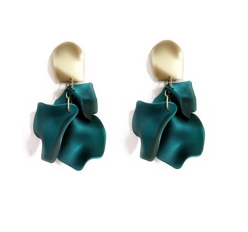 Metall Bunte Acryl Rose Blütenblattohrringe übertriebene Blütenohrringe Drop Statement Blumenblüten Quastenohrringe für Frauen-Green von SNHHNSW