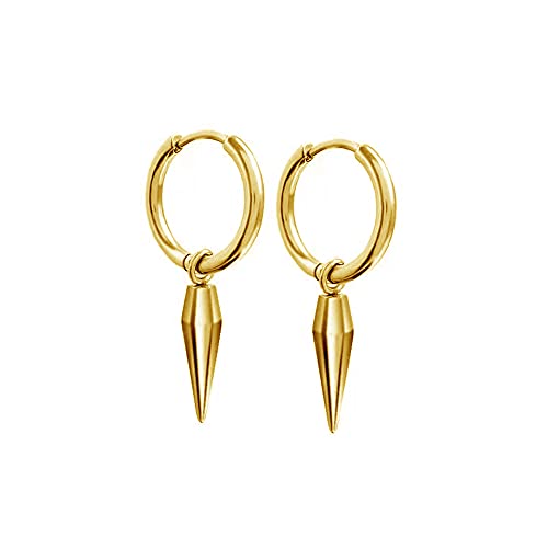 Minimalistische Spike Huggie Small Hoop Dangle Drop Ohrringe für Männer Frauen Geometrische Huggie Edelstahl -Reihen Reifen Manschettenknorpel -Stift Tragus Helix Wrap Hypoallergene Ohrring Punk von SNHHNSW