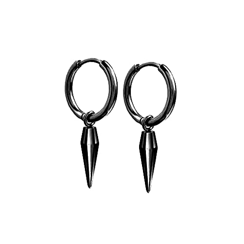 Minimalistische Spike Huggie Small Hoop Dangle Drop Ohrringe für Männer Frauen Geometrische Huggie Edelstahl -Reihen Reifen Manschettenknorpel -Stift Tragus Helix Wrap Hypoallergene Ohrring Punk von SNHHNSW