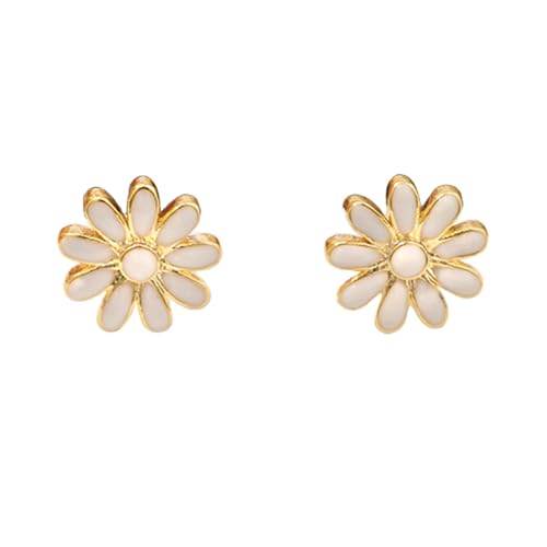 Minimalistische kleine Gänseblümchenblumenohrringe für Frauen Emaille gelbe weiße Blumenstollen Ohrring Chic Body Piercing Schmuck für Mutter Tochter von SNHHNSW