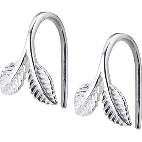 Ohrringe für Frauen, S925 koreanischer Stilblattohrringe weibliche Kunst Einfacher Blattstil Ohrhaken Kurzes Artearrings von SNHHNSW