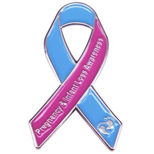Pink & Blue Ribbon -Form Emaille Pin Schwangerschaft Intant Verlustbewusstseinsbänder Brosche Revers Pin Metal Badge für Geburtsfehler Bewusstsein, SIDS -Bewusstsein, männlicher Brustkrebs, von SNHHNSW