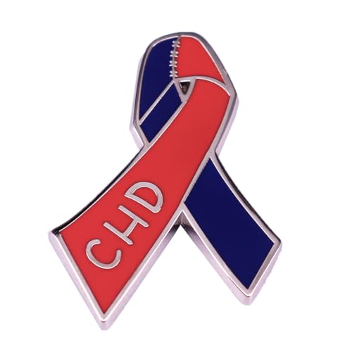 Red & Blue Awareness Ribbon Emaille Pin angeborene Herzerkrankungen Bewusstsein Brosche Sicherheitsstifte Metallabzeichen Revers Stift Jacken Jeans Fashion Schmuck Accessoires Schmuck Gegenwart von SNHHNSW