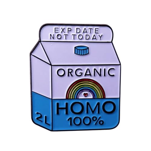 Regenbogen Emaille Pin Cartoon Milk Box Brosche lustige Buchstaben Abzeichen Revers Pin für Kleidung Rucksack Accessoires Schmuck Geschenk für Frauen Männer Mädchen, Blau von SNHHNSW