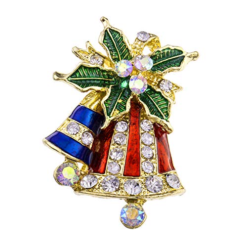Retro Christmas Bell Brosche Pin Strass Bowknot Corsage Frauen Schmuck Schmuck von SNHHNSW