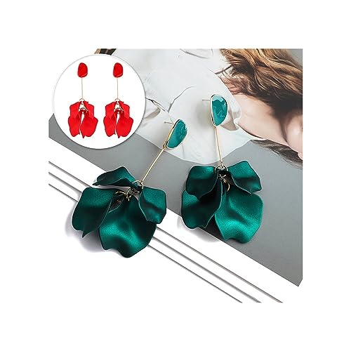 Retro Drop Rose Blütenblatt Langes Quasten Frauen Schmuck rote Orangenohrringe von SNHHNSW