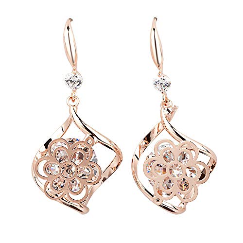 Rosenfarbe blumförmige Kristallohrringe kubisch Zirkon feinen Schmuck für Frauen Pendientes von SNHHNSW