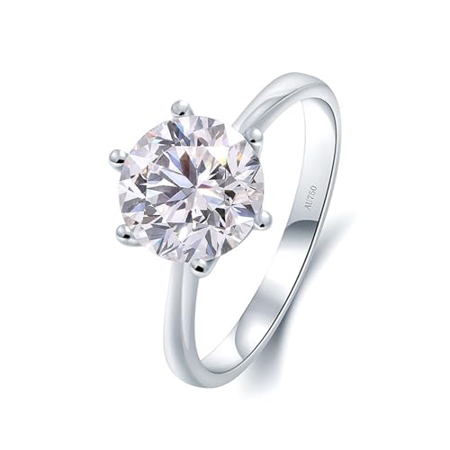 SNHHNSW / White Womens Ehering, Comfort Fit Solitaire Ring mit 2 runden Moissanit -Verlobungsring Womens Eheriebands SNHHNSW / White Womens Ehering, Comfort Fit Solitaire Ring mit 2 runden Moissanit -Verlobungsring Womens Eheriebands von SNHHNSW