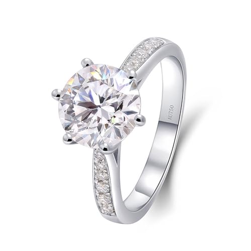 SNHHNSW / White Womens Ehering, halbe Ewigkeit mit 6-prongem Solitär rund Moissanit 2 Einfacher Verlobungsring Frauen Verlobungsring SNHHNSW / White Womens Ehering, halbe Ewigkeit mit 6-prongem Solitär rund Moissanit 2 Einfacher Verlobungsring Frauen Verlobungsring von SNHHNSW
