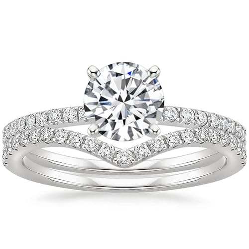SNHHNSW 1-1/5 ct. tw. Moissanit Ring Set Moissanit Ehering Sets für Frauen halbe Ewigkeit gebogene Ehering -Verheißung Eheringe von SNHHNSW