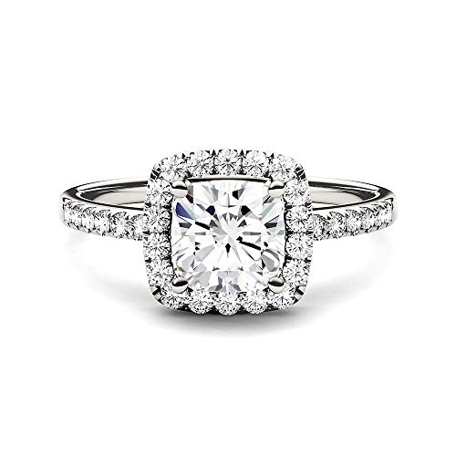 SNHHNSW 1 3/8 ct. tw. Moissanite Halo Ring in 10k 14k gelb Rosenweißring, Verlobungsversprechen Eternität Ring für Frauen, Ehering -Jubiläum Juden Valentinstag Judengeschenk von SNHHNSW
