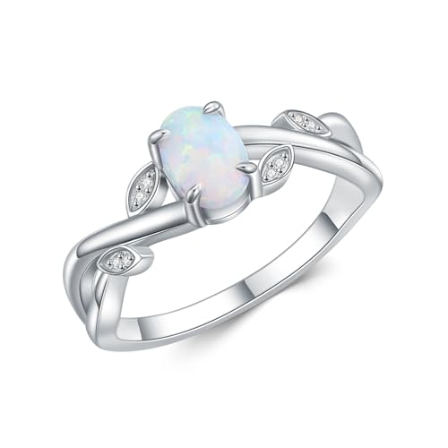 SNHHNSW 1 Opalring Oval Form Opal Verlobungsring für Frauen mit Moissanit Versprechen Ring Valentinstag Geschenke für sie von SNHHNSW
