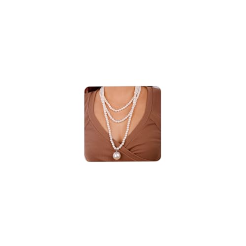 SNHHNSW 1920er Jahre Faux Pearls Choker Halskette 3-Strang Creme weiße Perlenkette mit Ohrringen Vintage-Kostüm für Frauen (Stil 2) von SNHHNSW