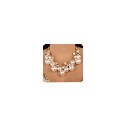 SNHHNSW 1920er Jahre Faux Perlenkette mit Ohrringen weiß Stein en Perlen Crystal Statement Kragenlätzchen Halskette für Frauen (Stil 3) von SNHHNSW