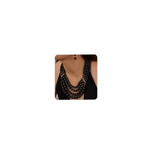 SNHHNSW 1920er Jahre Flapper Kunstperlenstrang Halskette und Ohrringe Set Boho Vintage Langhöhle, klobig kristallgestapelte Halshöhe für Frauen SNHHNSW 1920er Jahre Flapper Kunstperlenstrang Halskette und Ohrringe Set Boho Vintage Langhöhle, klobig kristallgestapelte Halshöhe für Frauen von SNHHNSW