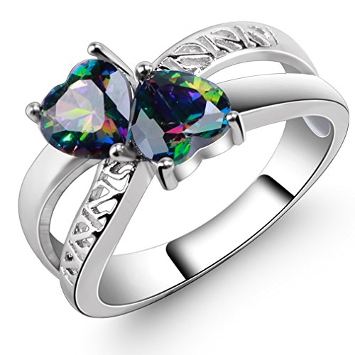 SNHHNSW 2 Herzkubische Zirkonia Ring Hohlform Hochzeit für Frauen von SNHHNSW