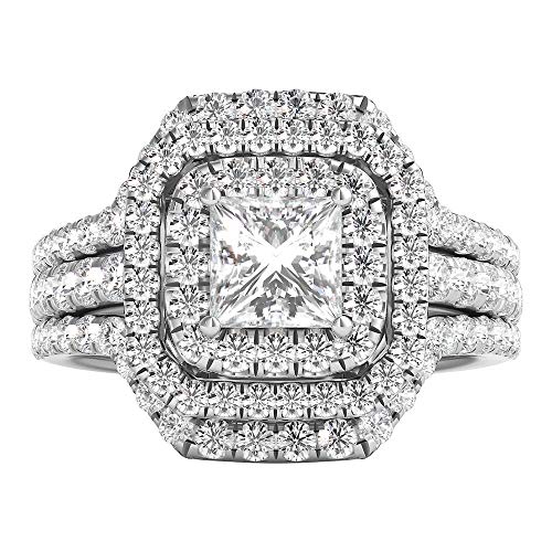 SNHHNSW 2 ct. tw. Prinzessin geschnitten Moissanite Halo Verlobungsring 10k 14k Ring Brillante Versprechen Ring Braut Set Geschenk Ehering für Frauen SNHHNSW 2 ct. tw. Prinzessin geschnitten Moissanite Halo Verlobungsring 10k 14k Ring Brillante Versprechen Ring Braut Set Geschenk Ehering für Frauen von SNHHNSW
