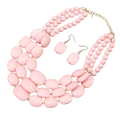 SNHHNSW 3pcs handgefertigte Ohrringe + Halskette Boho -Juwelier -Set Trendy Multi -Layer -Schmuckanpassung tägliche Outfits von SNHHNSW