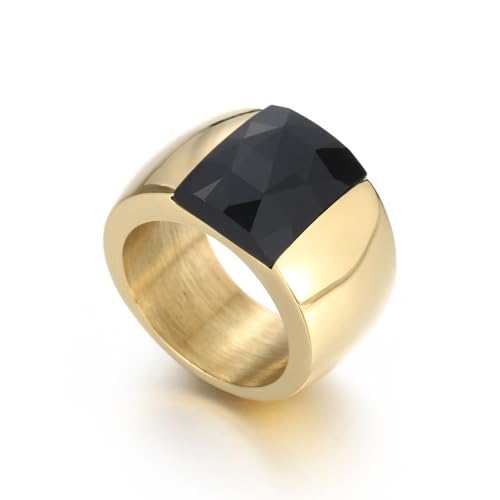 SNHHNSW Atemberaubend großer Statement Glaskristall Strsestone Band Cocktail Ring Kubikzirkonia Edelstahl Dicke klobig für Frauen Männer Freund Abschluss Geschenkabend Party von SNHHNSW