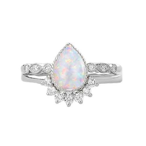 SNHHNSW BEAR-Edelstein-Verlobungsring für Frauen, Mondstein/Opal/Morganit/Moos-Achat/Alexandrite/Moissanit/Saphir Vintage Brautset, Personalisiert S 10k 14k Ehering 1-5 von SNHHNSW