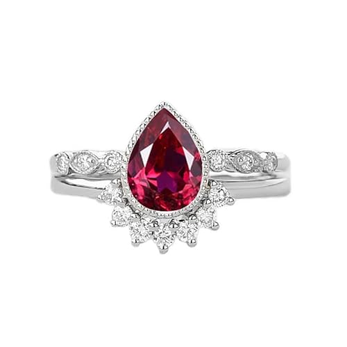 SNHHNSW BEAR-Edelstein-Verlobungsring für Frauen, Mondstein/Opal/Morganit/Moos-Achat/Alexandrite/Moissanit/Saphir Vintage Brautset, Personalisiert S 10k 14k Ehering 1-5 von SNHHNSW