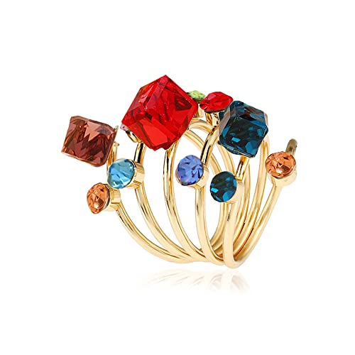 SNHHNSW Big Crystal Statement Ehering für Frauen Geburtsstein Kubik Zirkonia -Balls Modelle Frühling Edelstein Open Band Wrap Geburtstag Valentinstag Cocktailparty Ringe Zaubere Geschenke von SNHHNSW