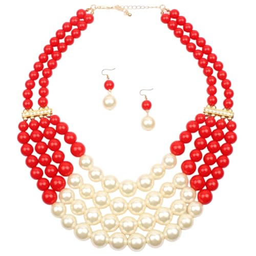 SNHHNSW Charm Women Mode Schmuck einfügen Strass Faux Pearl Halskette Armband Ohrringe Set Set von SNHHNSW