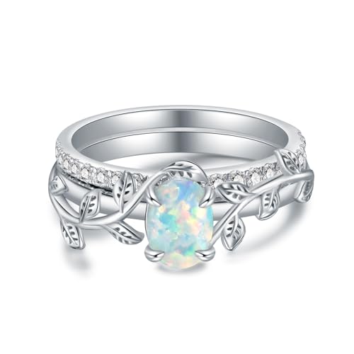 SNHHNSW Echter Opal -Verlobungsring für Frauen, 1ct Blatt ovaler Opalring mit kubischer Zirkonia Hochzeit Valentinstag Zauberer Versprechensring für sie SNHHNSW Echter Opal -Verlobungsring für Frauen, 1ct Blatt ovaler Opalring mit kubischer Zirkonia Hochzeit Valentinstag Zauberer Versprechensring für sie von SNHHNSW