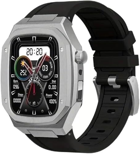 SNHHNSW Edelstahl- und Silikonstahl -Uhrengurt, Serie 9/8/7/6/5/4/SE, Luxus -Uhren -Armband -Metallschale, 45 mm IWatch Ersatzkit 44 mm von SNHHNSW