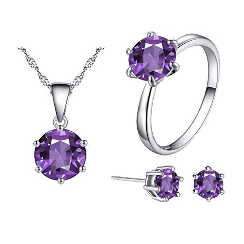 SNHHNSW Edelstein Rainbow Cubic Zirconia Round Edelstein Halskette Anhänger Ohrringe und Ringschmucksets für Frauen SNHHNSW Edelstein Rainbow Cubic Zirconia Round Edelstein Halskette Anhänger Ohrringe und Ringschmucksets für Frauen von SNHHNSW