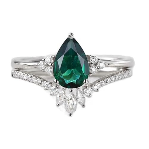 SNHHNSW Edelstein-Verlobungsring für Frauen, Mondstein/Opal/Morganit/Moos-Achat/Alexandrite/Moissanit/Saphir-Vintage-Braut-Set, Personalisiert S 10k 14k Ehering 1-5 von SNHHNSW