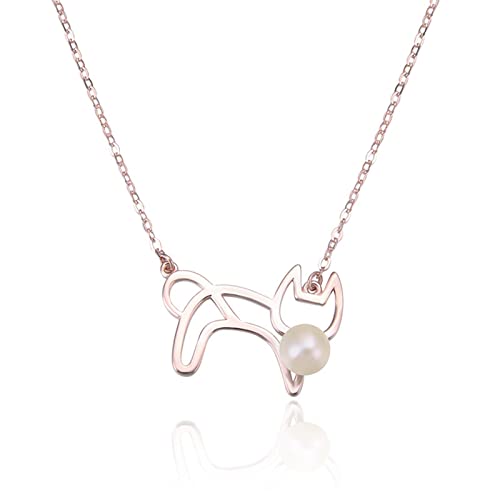 SNHHNSW Frauen Halskette, Rose Perlenkette Welpe Kabel Metallheize Halskette 41 x 2,22 cm von SNHHNSW