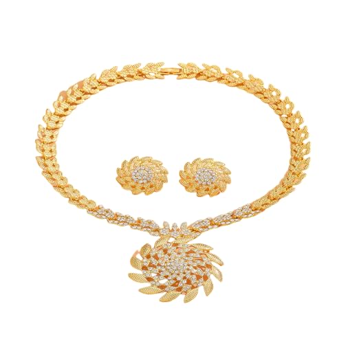 SNHHNSW Hochzeitsbrautschmuckset übertriebene Strass-Halskette Ohrringe, 1331H1123 von SNHHNSW