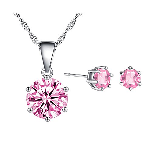 SNHHNSW Kette Sechs-Klauen acht Pfeile Herzkubische Zirkonia-Anhänger Ohrringe Halskette Set von SNHHNSW