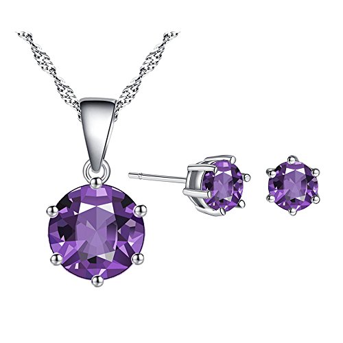 SNHHNSW Kette Sechs-Klauen acht Pfeile Herzkubische Zirkonia-Anhänger Ohrringe Halskette Set von SNHHNSW