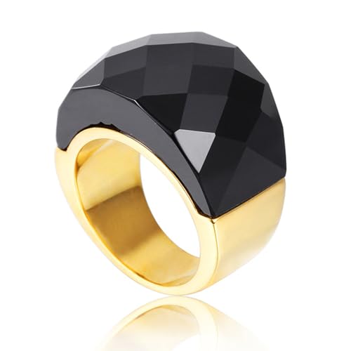 SNHHNSW Kristallglas Edelstahlband Ring Mode übertriebene Kubikzirkonia -Ringe Frauen atemberaubende große Statement -Strassbänder Cocktail Party Ring für Damengeburtstag von SNHHNSW