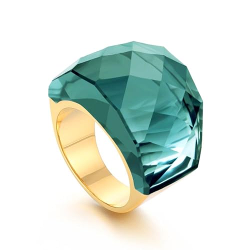 SNHHNSW Kristallglas Edelstahlband Ring Mode übertriebene Kubikzirkonia -Ringe Frauen atemberaubende große Statement -Strassbänder Cocktail Party Ring für Damengeburtstag von SNHHNSW