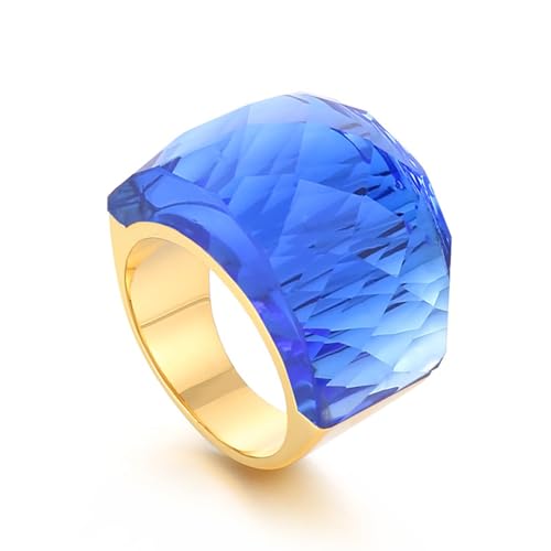 SNHHNSW Kristallglas Edelstahlband Ring Mode übertriebene Kubikzirkonia -Ringe Frauen atemberaubende große Statement -Strassbänder Cocktail Party Ring für Damengeburtstag von SNHHNSW